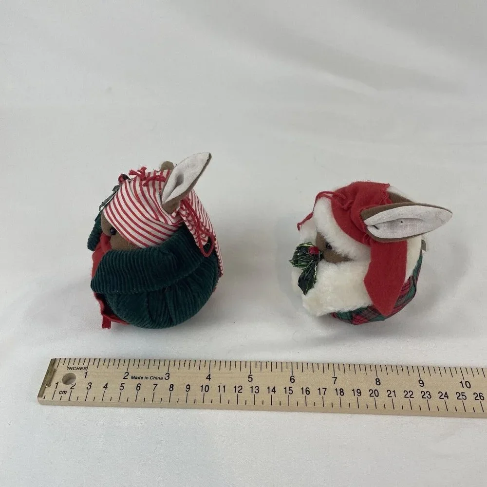 Coynes & Company Christmas Mice Hanging Ornaments‎ 4” Plush Cloth Vintage